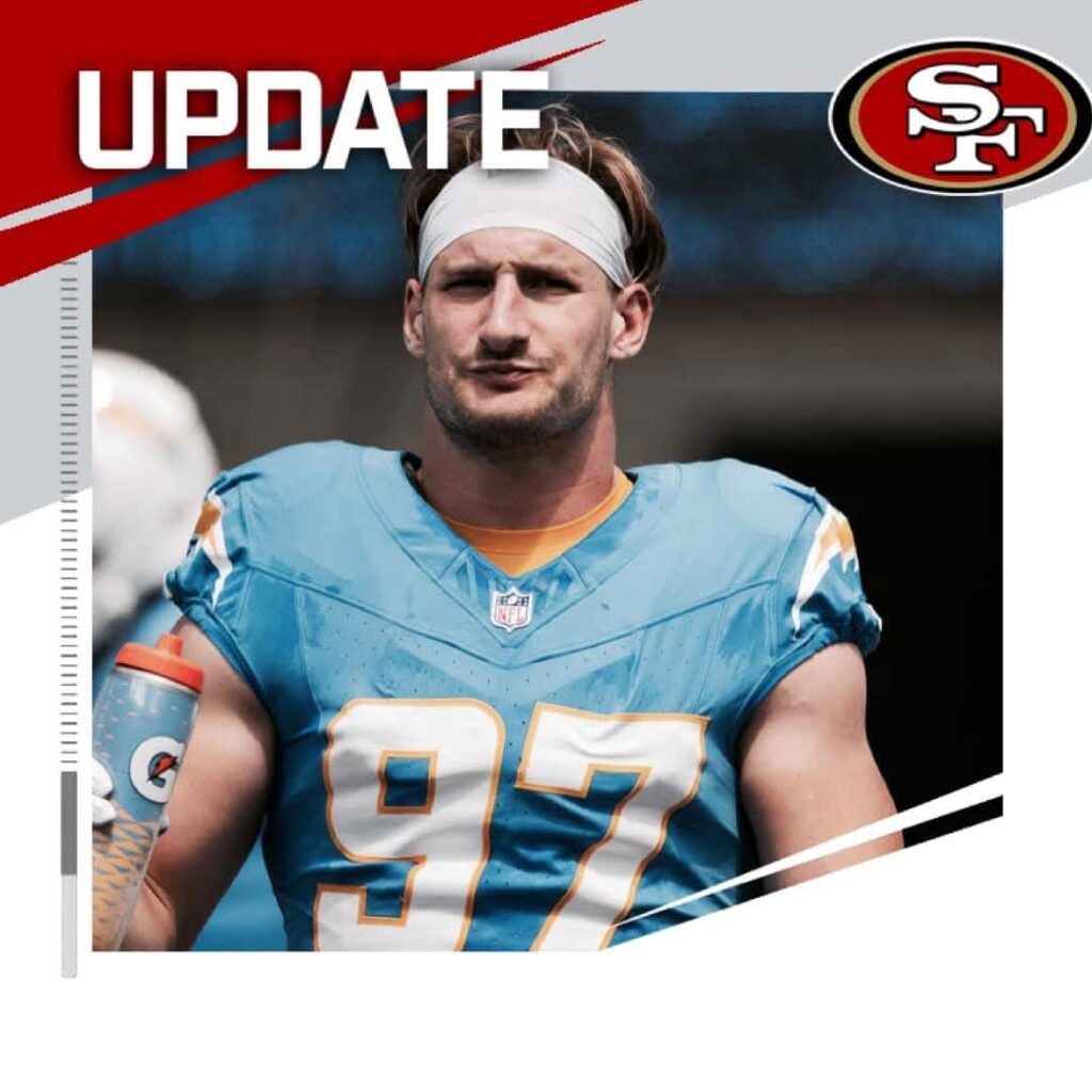 BREAKING: San Francisco 49ers and released Free-agents DE Joey Bosa are officially finalizing a 2-years $48.6 million Contracts as San Francisco 49ers officially signed the Star Defensive End who missed 23-games Last Season due to injury…Joey Bosa will arrive in….