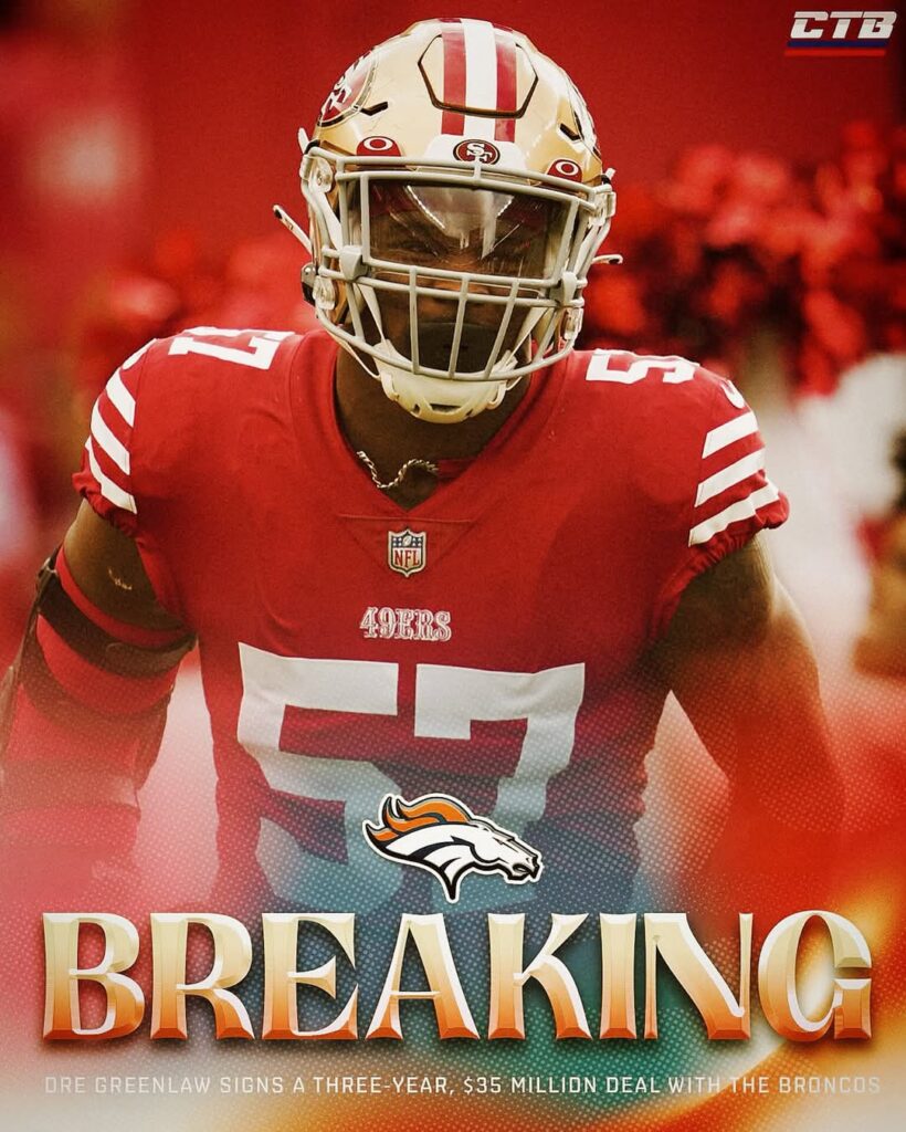 : The Broncos are Signing Former 49ers Linebacker Dre Greenlaw to a Three-Year, $35 Million Deal