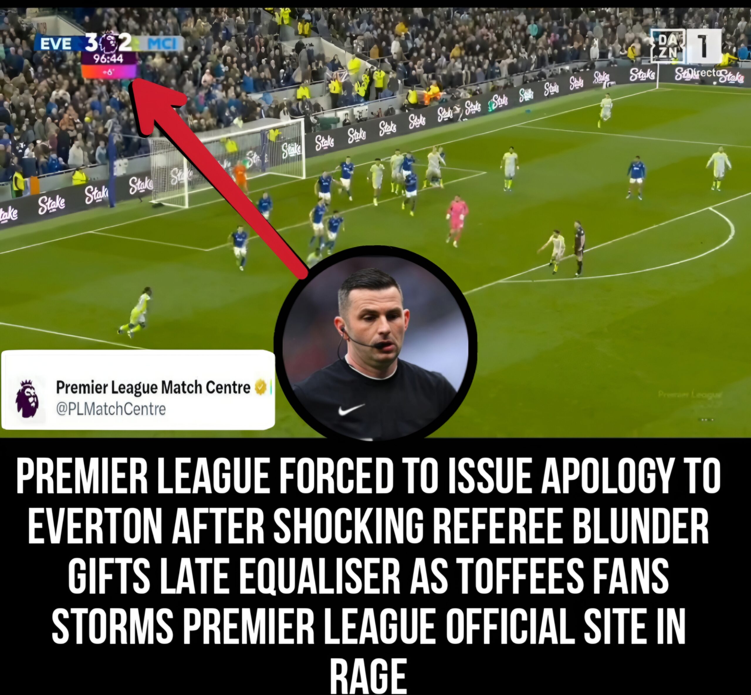 Premier League Forced to Issue Apology to Everton After Shocking Referee Blunder Gifts Man City Late Equaliser as Toffees Fans Storm Official Site in Rage